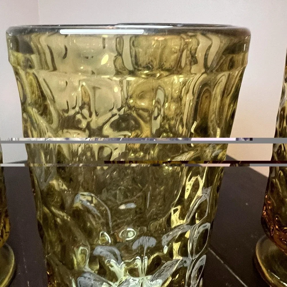 5 Fostoria Lemon Twist PEBBLE BEACH By Ben Seibel 10 OZ Footed Goblets 6